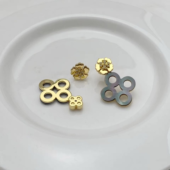 Tory Burch Gold and Silver Floral Earrings - Picture 5 of 5